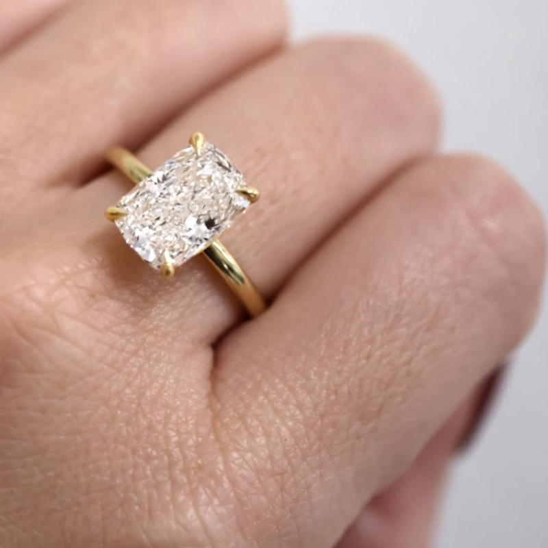 ANSTER Jewelry Custom IGI GIA 18K gold Emerald Cut Lab Grown Diamond Ring