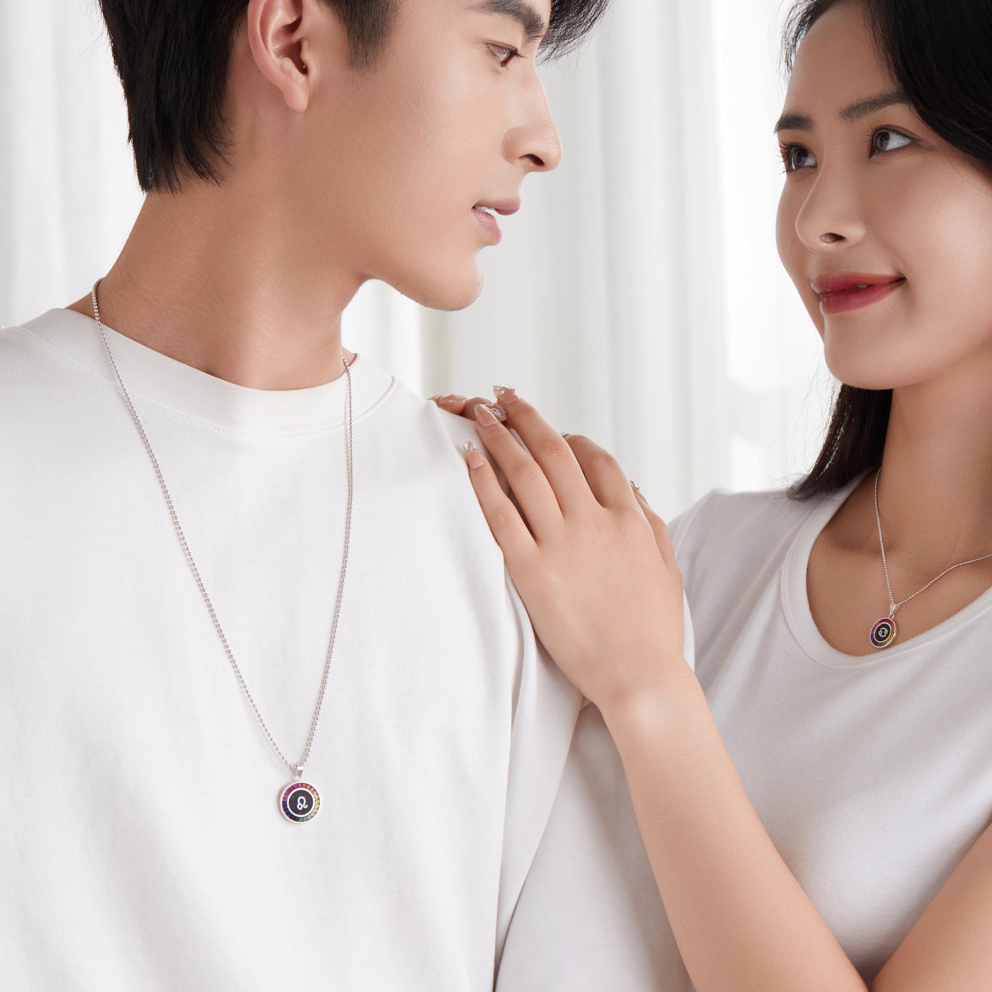 قلادة ANSTER Jewelry Princess Lab Grown Rainbow Constellation مطلية بـ S925