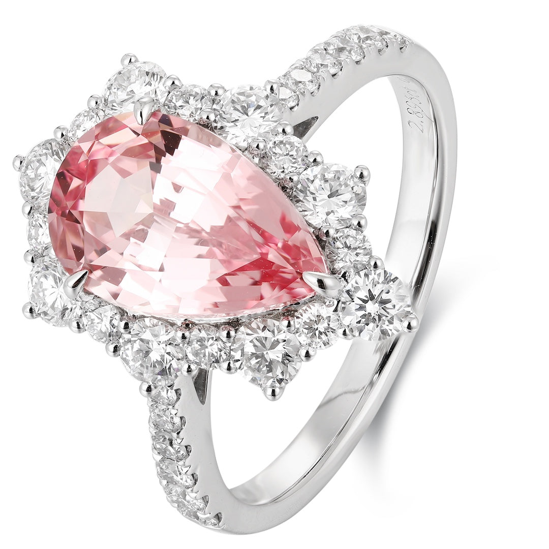 ANSTER Jewelry IGI Platinum PT950 3ct Pear Cut Pink Lab Grown Diamond Ring
