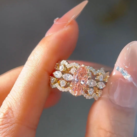 خاتم ألماس من الذهب عيار 18 قيراطًا مقطوع على شكل كمثرى ومُزرع في المختبر من مجوهرات ANSTER مصنوع يدويًا وفقًا لمعايير أخلاقية