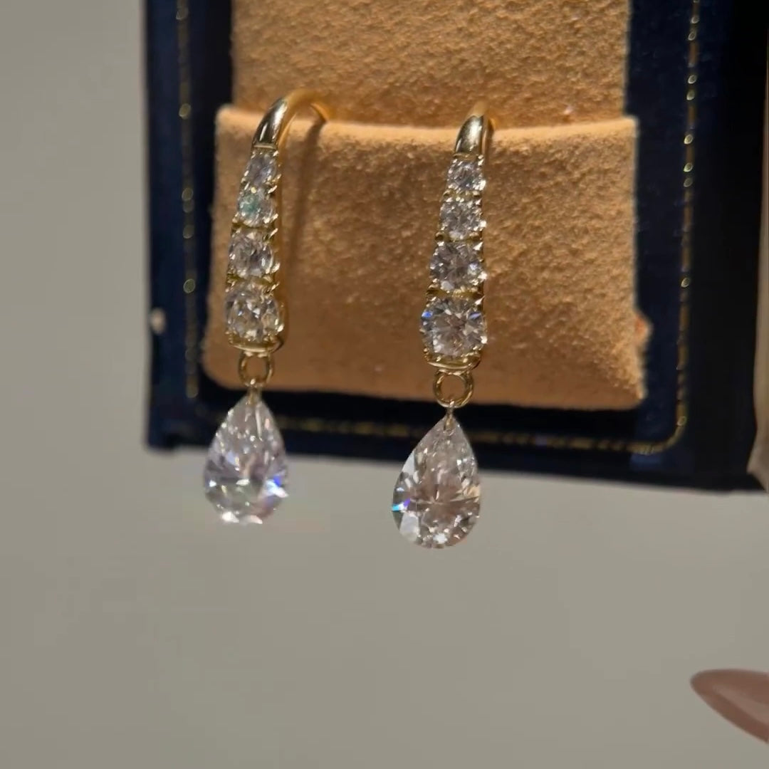 ANSTER Jewelry 18K Gold IGI VVS 6ct Pear Cut Lab Grown Diamond Earrings