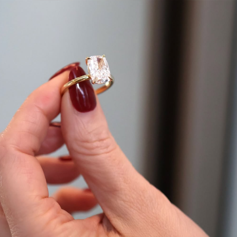 ANSTER Jewelry Custom IGI GIA 18K gold Emerald Cut Lab Grown Diamond Ring
