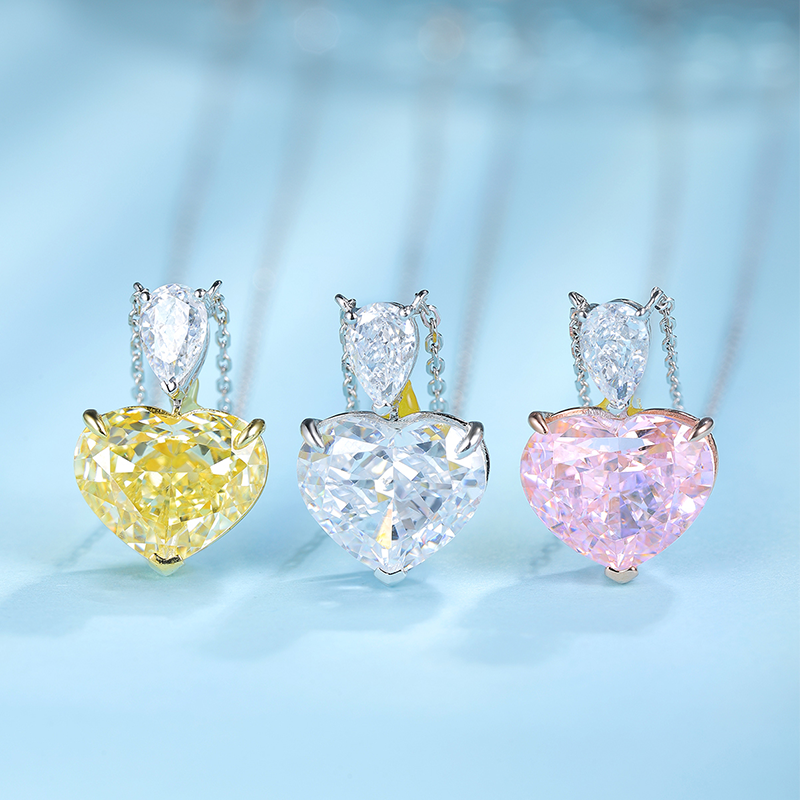 ANSTER Jewelry Custom Platinum Necklace PT950 VVS Pink Lab Grown Diamond Necklace
