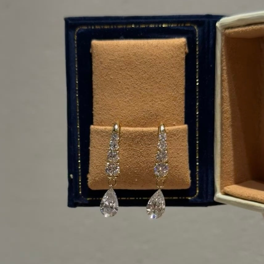 ANSTER Jewelry 18K Gold IGI VVS 6ct Pear Cut Lab Grown Diamond Earrings