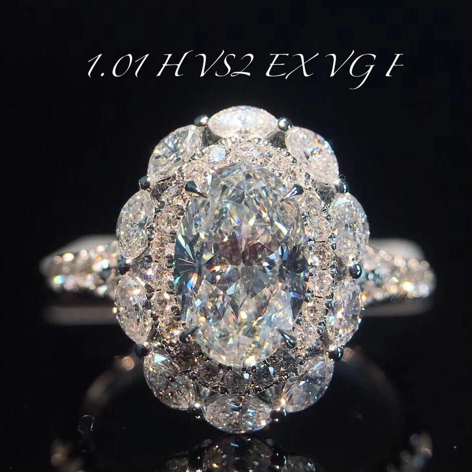 ANSTER Platinum Jewelry PT950 Ring 1.01ct VS2 CVD Lab Grown Diamond Ring with IGI
