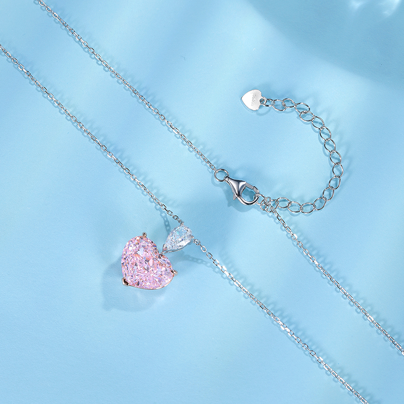 ANSTER Jewelry Custom Platinum Necklace PT950 VVS Pink Lab Grown Diamond Necklace