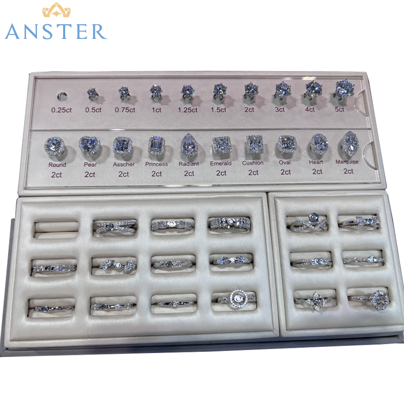 ANSTER JEWELRY Custom Setting and Shanks Diamond Builder Magnetic Design Magnet Engagement Wedding Rings Set Kit Display Sample Selling Tool