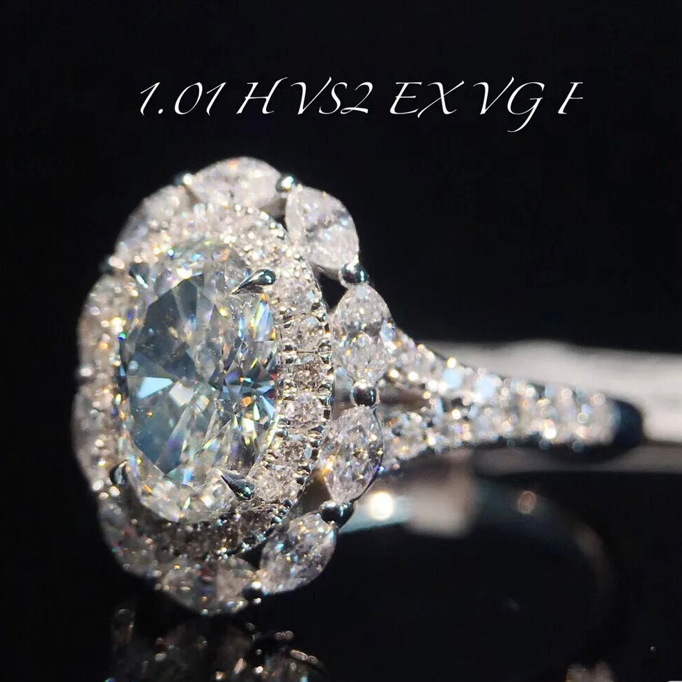 ANSTER Platinum Jewelry PT950 Ring 1.01ct VS2 CVD Lab Grown Diamond Ring with IGI
