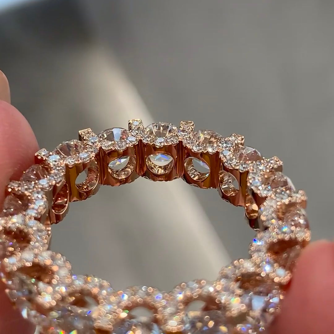 ANSTER Jewelry Luxury 18K Gold Ring Lab Grown Diamond Tennis Ring with IGI