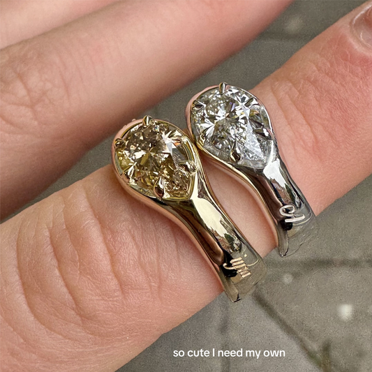 خاتم ألماس من الذهب عيار 18 قيراطًا مقطوع على شكل كمثرى ومُزرع في المختبر من مجوهرات ANSTER مصنوع يدويًا وفقًا لمعايير أخلاقية