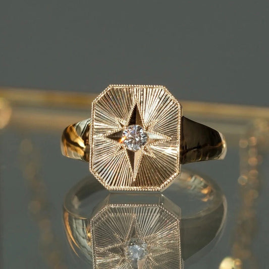خاتم ألماس من الذهب عيار 18 قيراطًا مقطوع على شكل كمثرى ومُزرع في المختبر من مجوهرات ANSTER مصنوع يدويًا وفقًا لمعايير أخلاقية