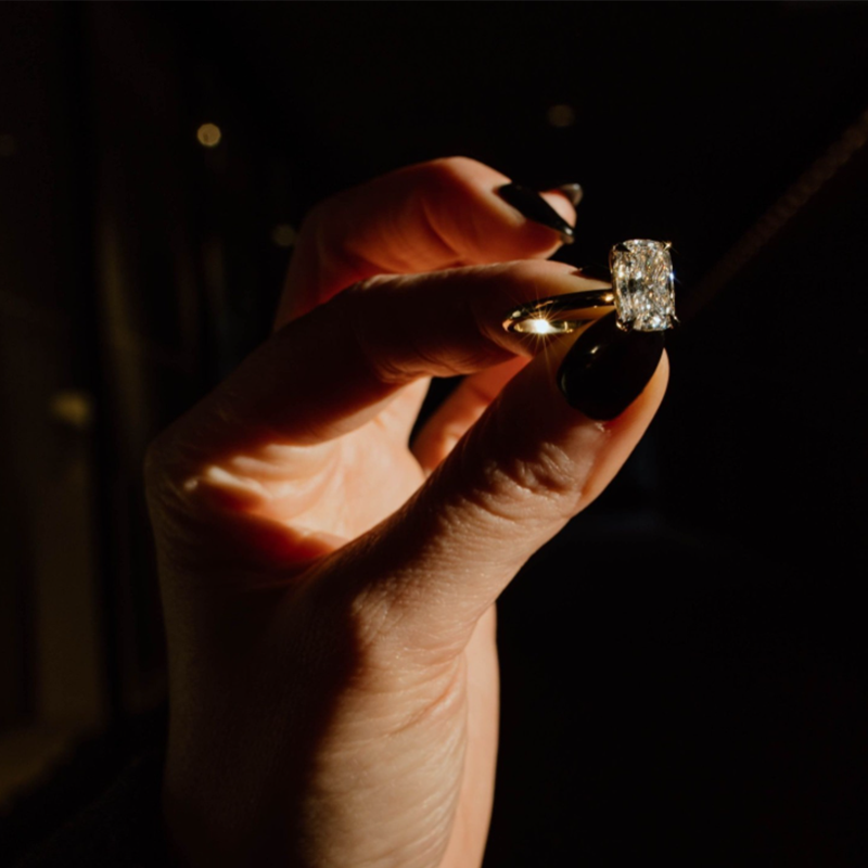 ANSTER Jewelry Custom IGI GIA 18K gold Emerald Cut Lab Grown Diamond Ring