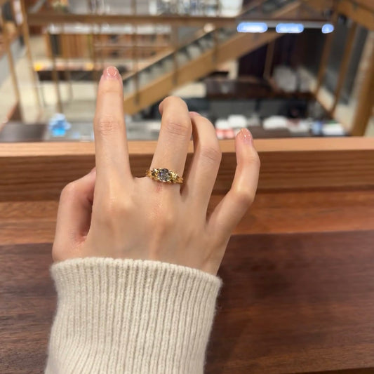 خاتم ألماس من الذهب عيار 18 قيراطًا مقطوع على شكل كمثرى ومُزرع في المختبر من مجوهرات ANSTER مصنوع يدويًا وفقًا لمعايير أخلاقية