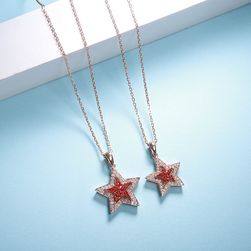 ANSTER Jewelry Customize Platinum PT950 Natural Star Series Gemstone Necklace