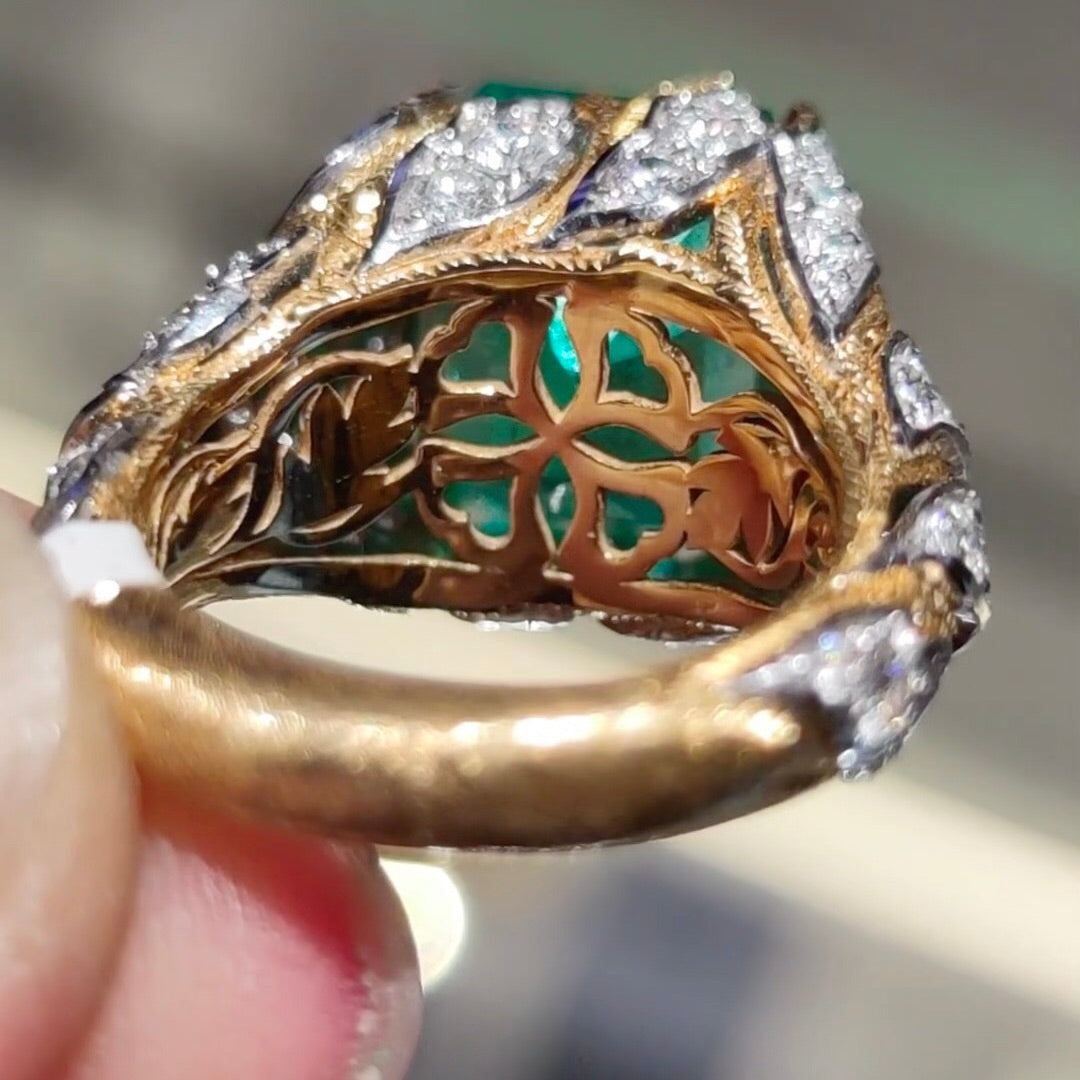 ANSTER Jewelry Customize Lab Grown Gemstone 18K Gold Lab Emerald Ring