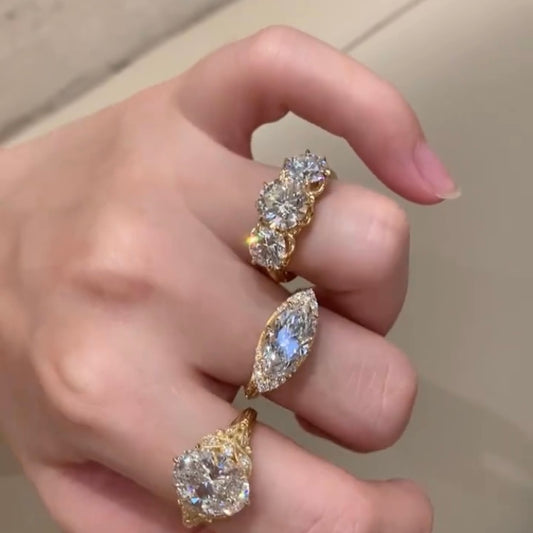 خاتم ألماس من الذهب عيار 18 قيراطًا مقطوع على شكل كمثرى ومُزرع في المختبر من مجوهرات ANSTER مصنوع يدويًا وفقًا لمعايير أخلاقية