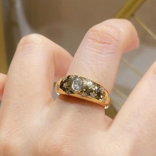 خاتم ألماس من الذهب عيار 18 قيراطًا مقطوع على شكل كمثرى ومُزرع في المختبر من مجوهرات ANSTER مصنوع يدويًا وفقًا لمعايير أخلاقية