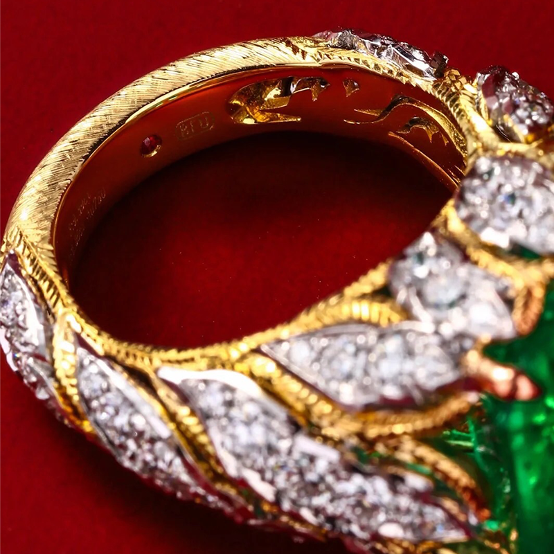 ANSTER Jewelry Customize Lab Grown Gemstone 18K Gold Lab Emerald Ring