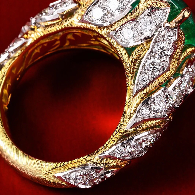 ANSTER Jewelry Customize Lab Grown Gemstone 18K Gold Lab Emerald Ring