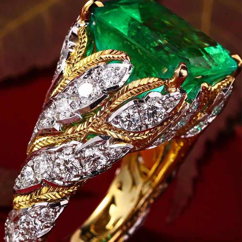 ANSTER Jewelry Customize Lab Grown Gemstone 18K Gold Lab Emerald Ring