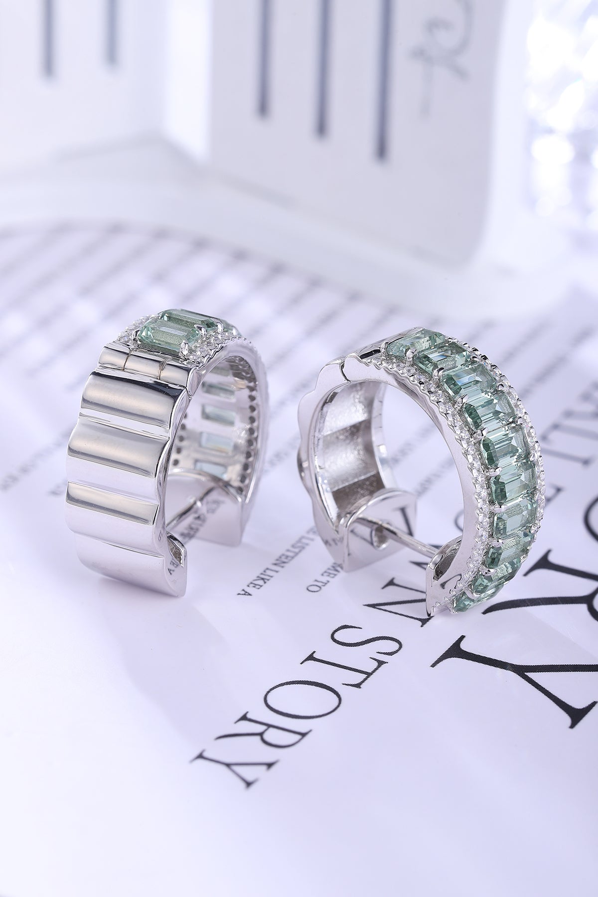 أقراط من مجوهرات أنستر، مرصعة بأحجار كريمة قوس قزح من العصر الفيكتوري، مطلية بالروديوم S925، وزنها 7.3 قيراط