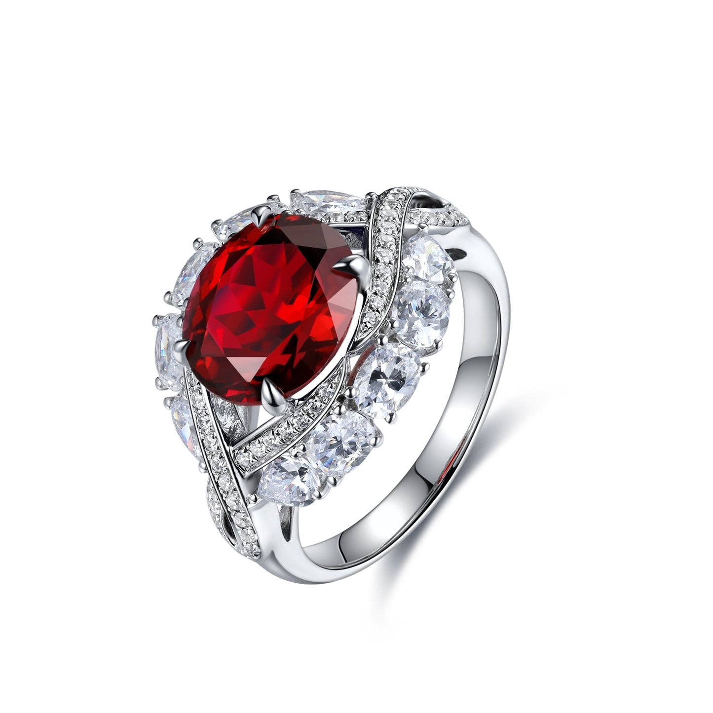 4.8 CTW Oval Lab Grown Sapphire S925 Ring plated