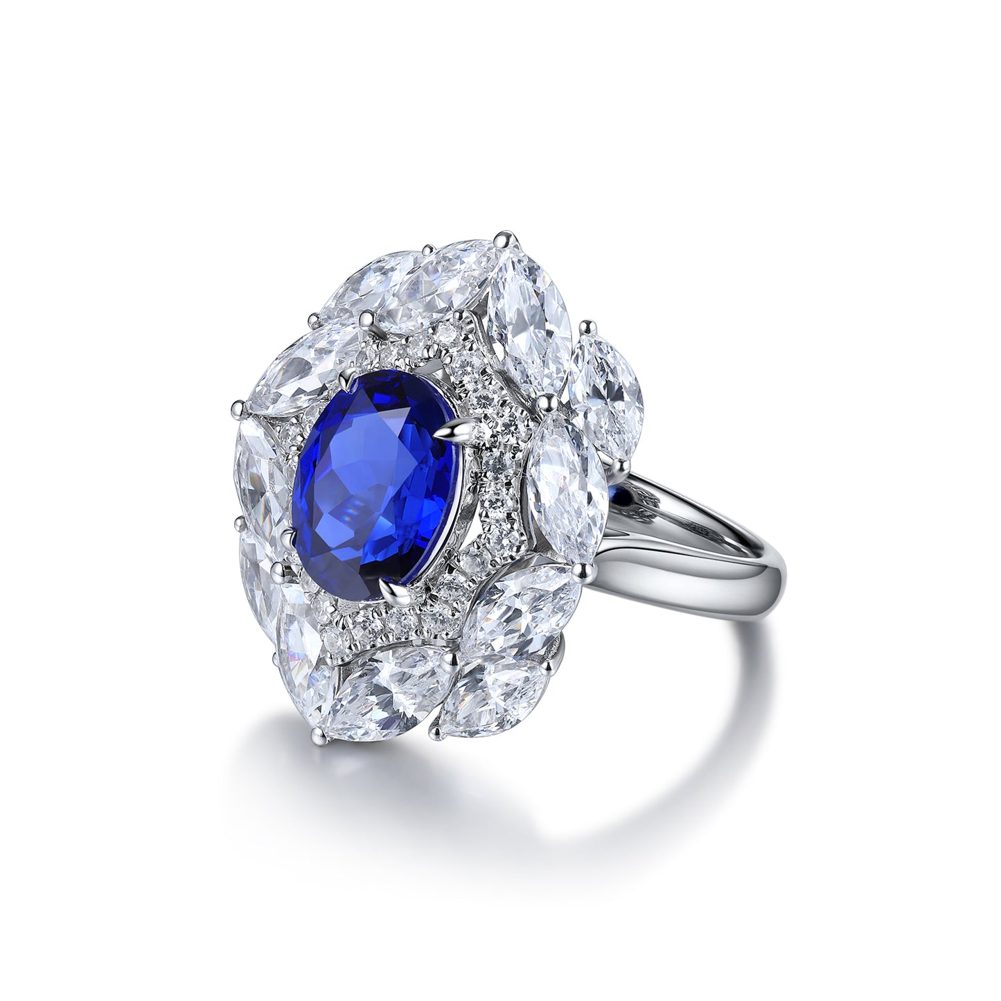 3.7 CTW Oval Lab Grown Sapphire S925 Ring plated