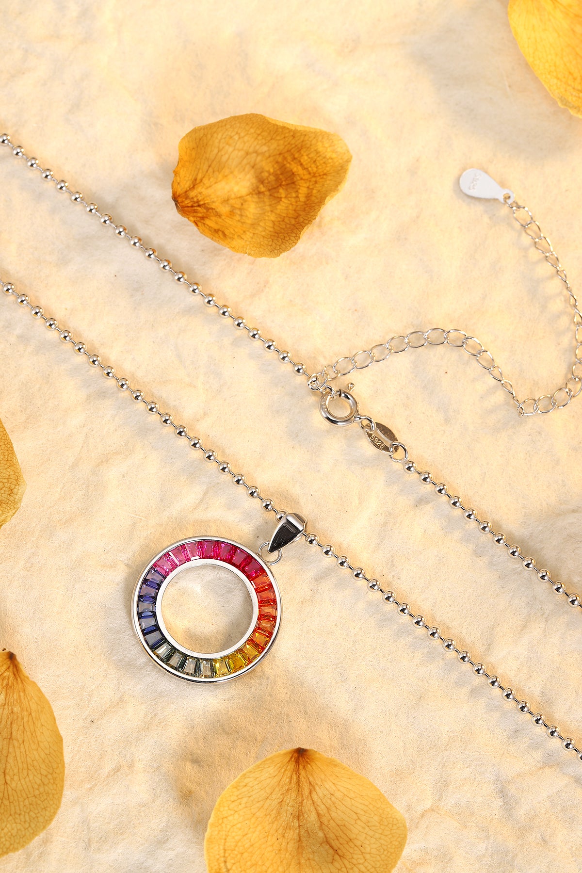 قلادة ANSTER Jewelry Princess Lab Grown Rainbow Slinky مطلية بـ S925