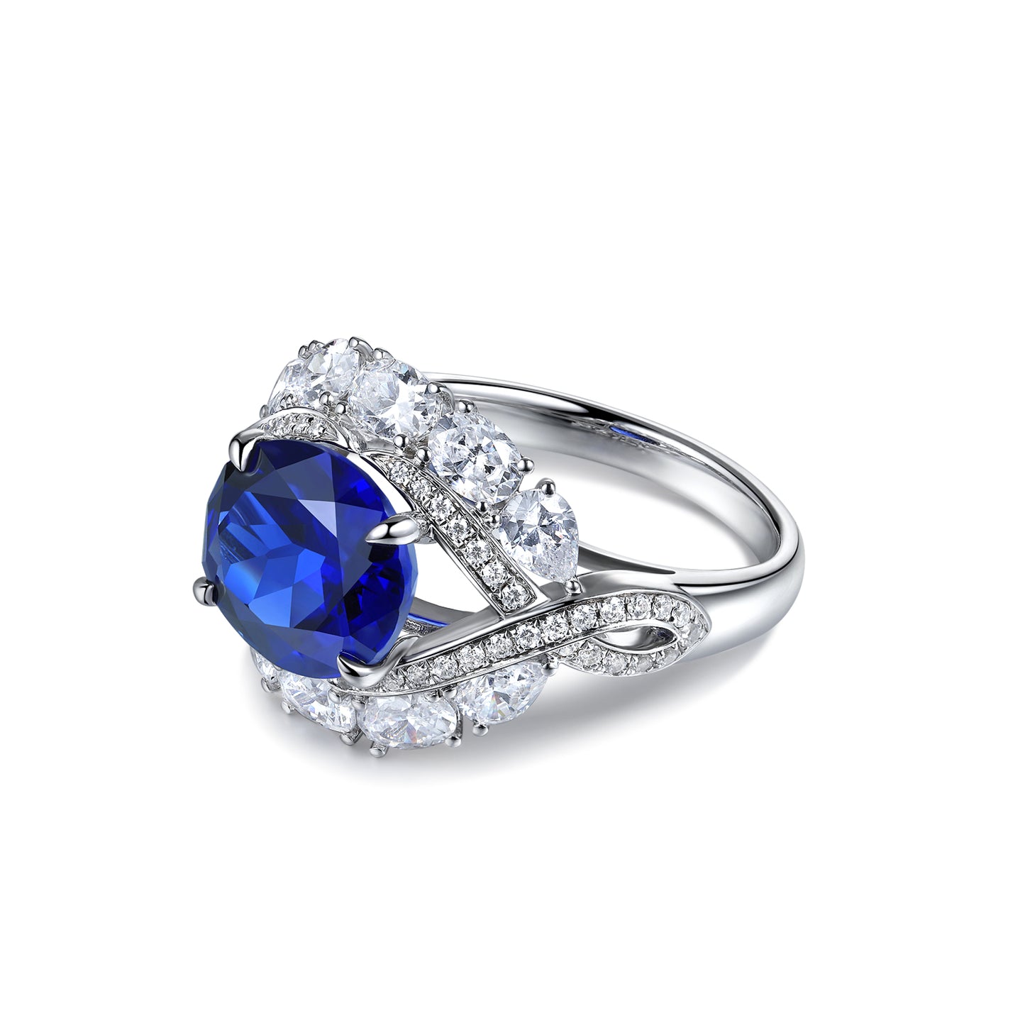 4.8 CTW Oval Lab Grown Sapphire S925 Ring plated