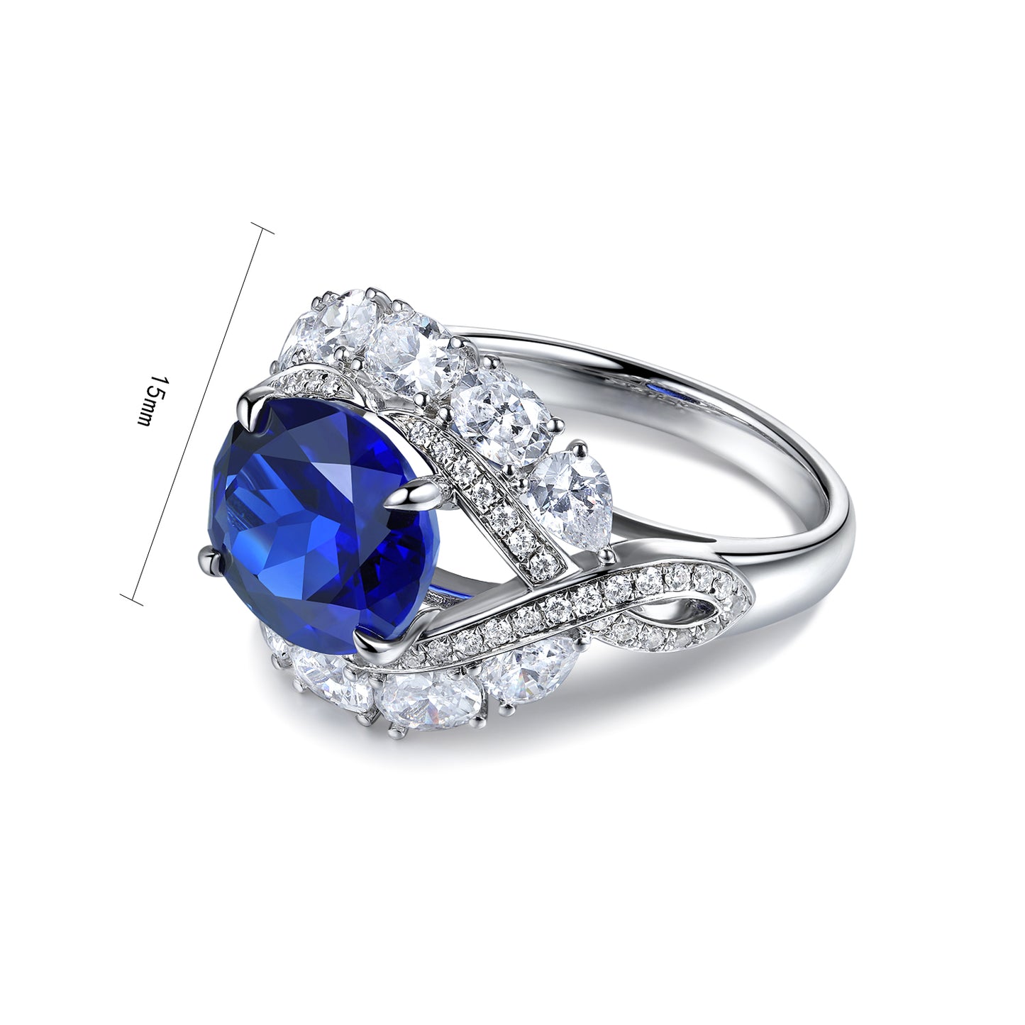 4.8 CTW Oval Lab Grown Sapphire S925 Ring plated