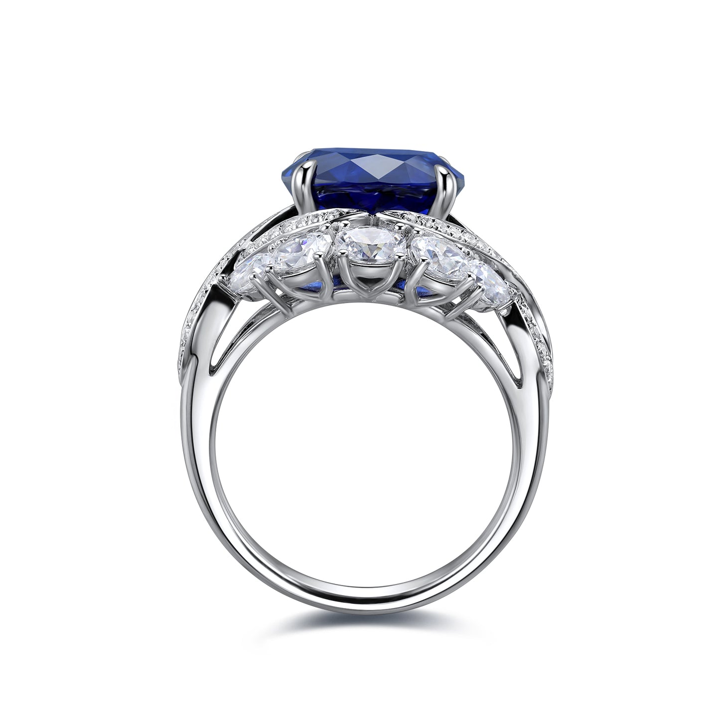 4.8 CTW Oval Lab Grown Sapphire S925 Ring plated