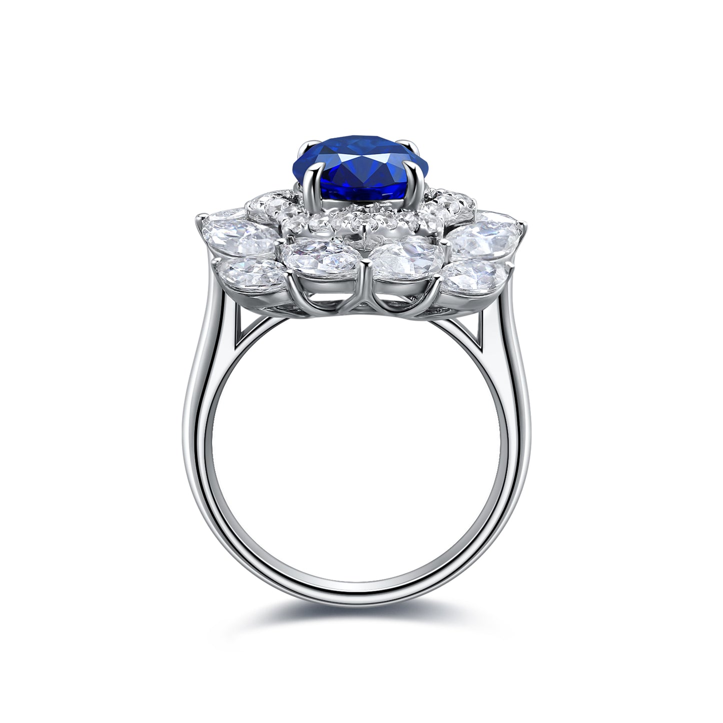 3.7 CTW Oval Lab Grown Sapphire S925 Ring plated