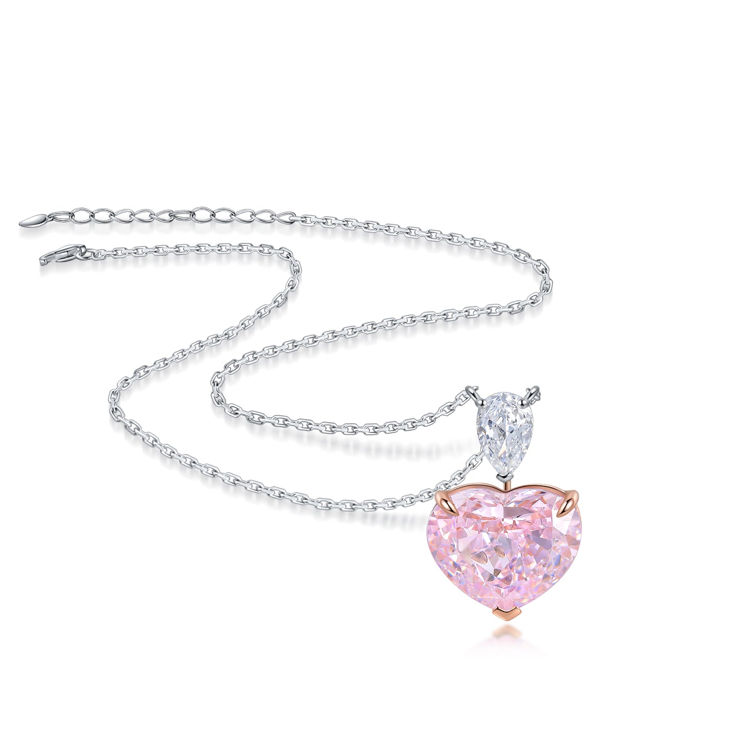 ANSTER Jewelry Custom Platinum Necklace PT950 VVS Pink Lab Grown Diamond Necklace