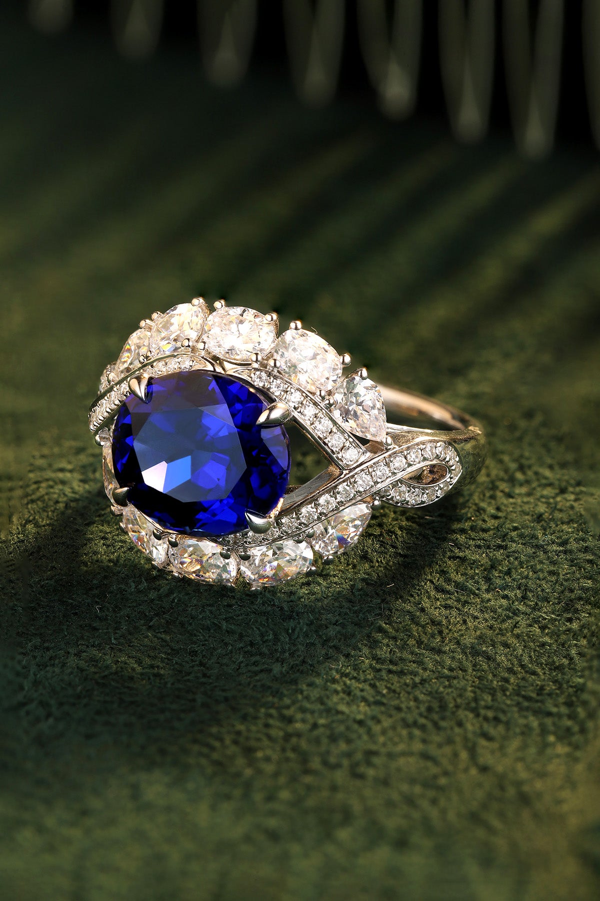 4.8 CTW Oval Lab Grown Sapphire S925 Ring plated