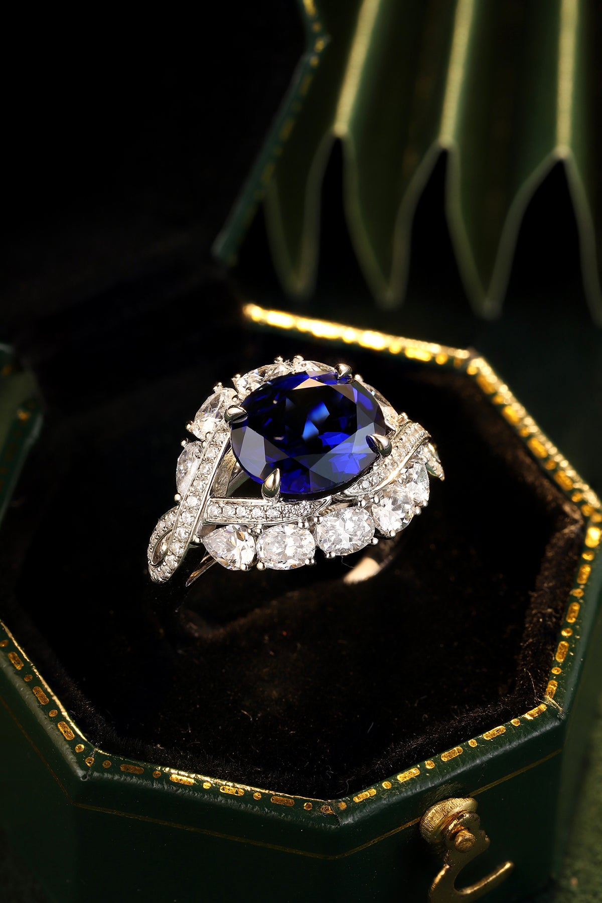 4.8 CTW Oval Lab Grown Sapphire S925 Ring plated