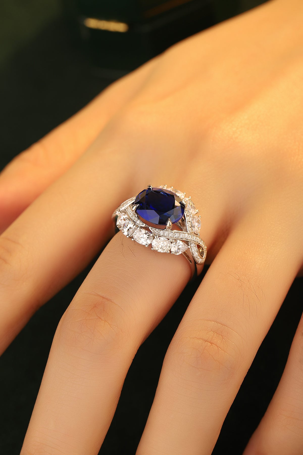 4.8 CTW Oval Lab Grown Sapphire S925 Ring plated
