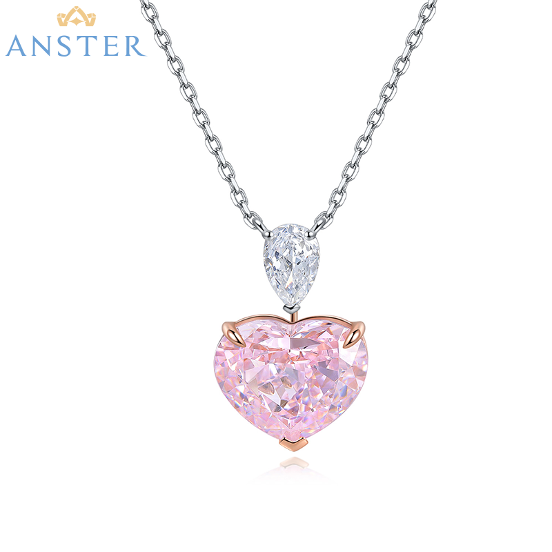 ANSTER Jewelry Custom Platinum Necklace PT950 VVS Pink Lab Grown Diamond Necklace