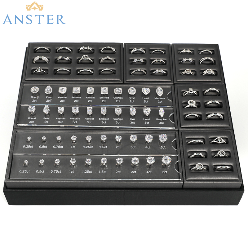 ANSTER JEWELRY Custom Setting and Shanks Diamond Builder Magnetic Design Magnet Engagement Wedding Rings Set Kit Display Sample Selling Tool