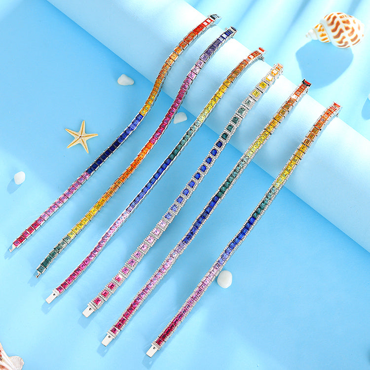 سوار من أحجار كريمة قوس قزح متعددة الألوان من مختبر التنس