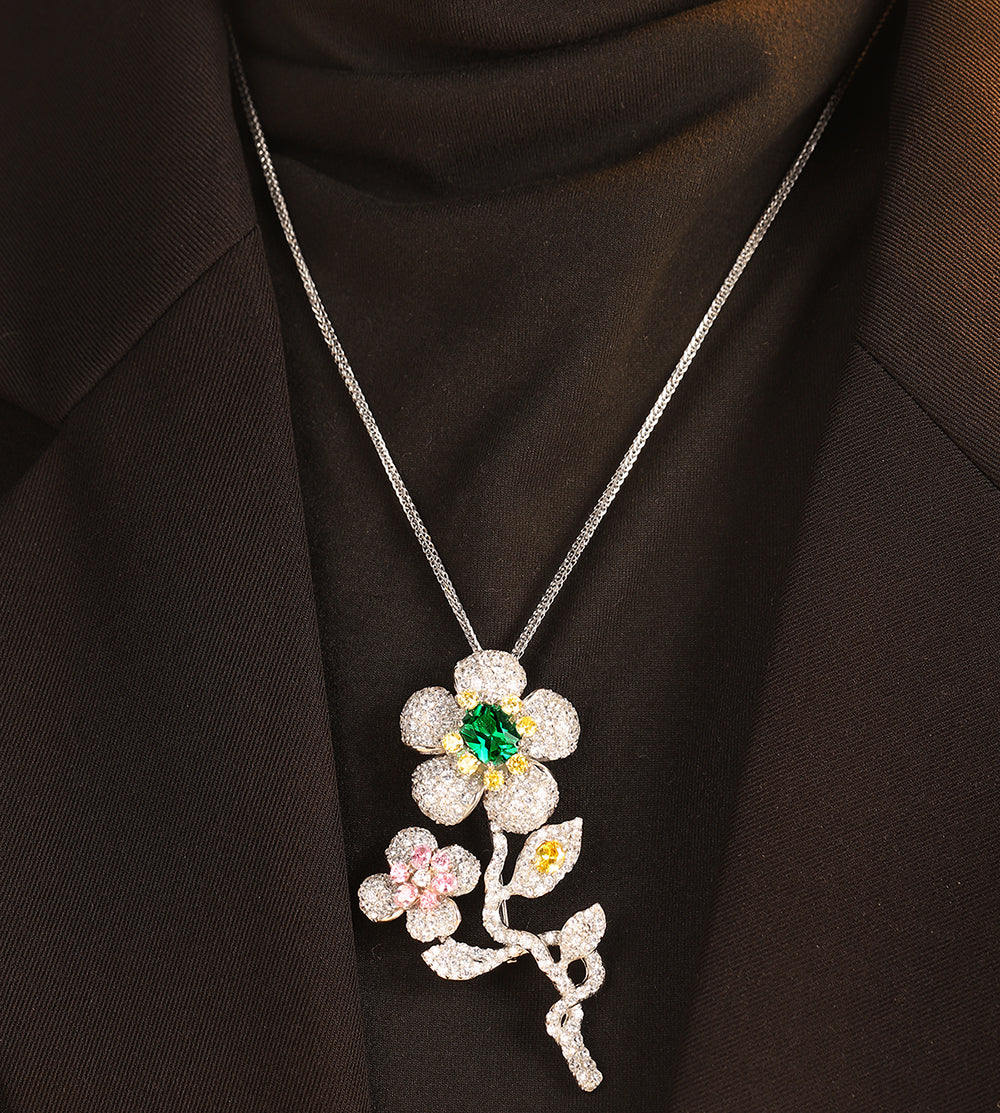 دبوس أحجار كريمة على شكل زهرة من ANSTERGEMS