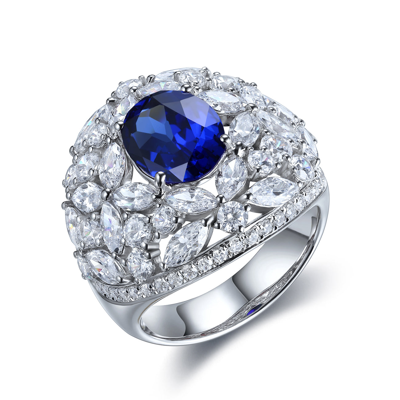 3.66ct Luxury S925 Silver Lab Ruby Ring