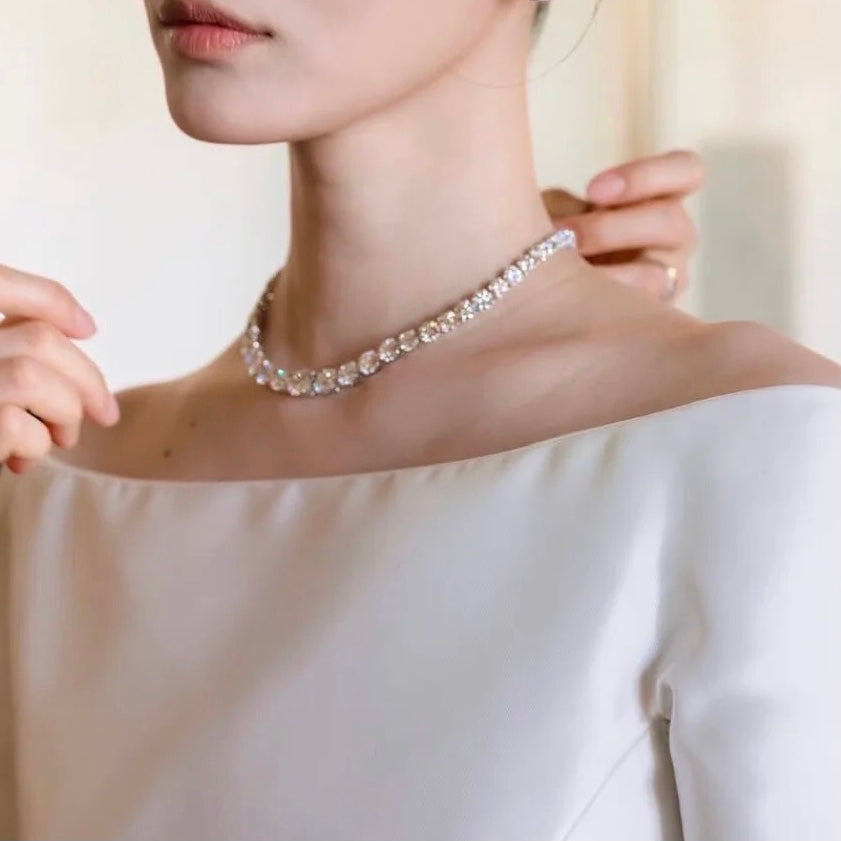 Get the Iconic Round Diamond Tennis Necklace Look – Lab Grown, Custom Made