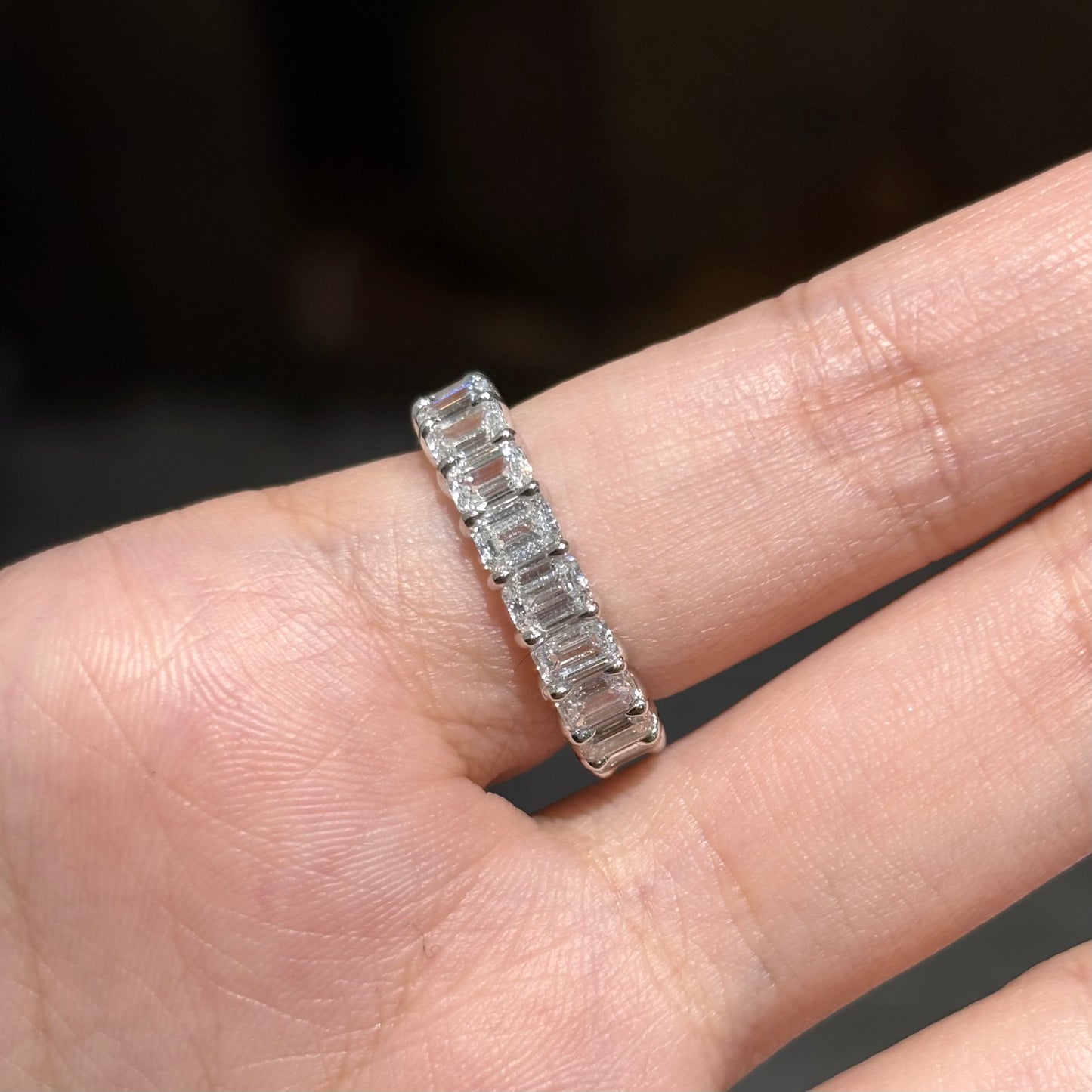 ANSTER Wholesales Price Emerald cut Lab Grown Diamond Eternity Ring with IGI