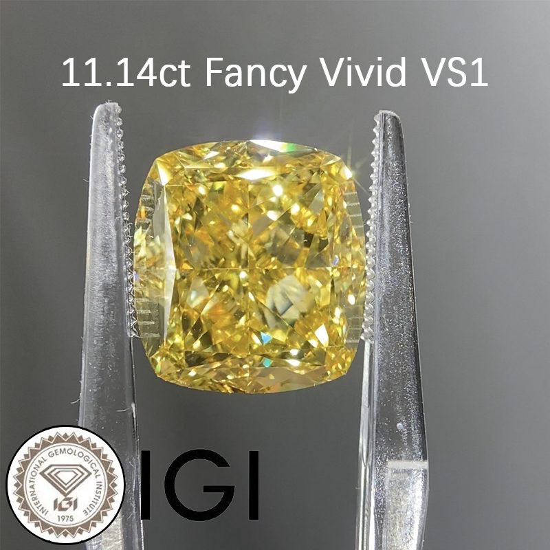 ANSTER Wholesales 10ct big carat Fancy Yellow Lab Grown Loose Diamond with IGI for Jewelry making