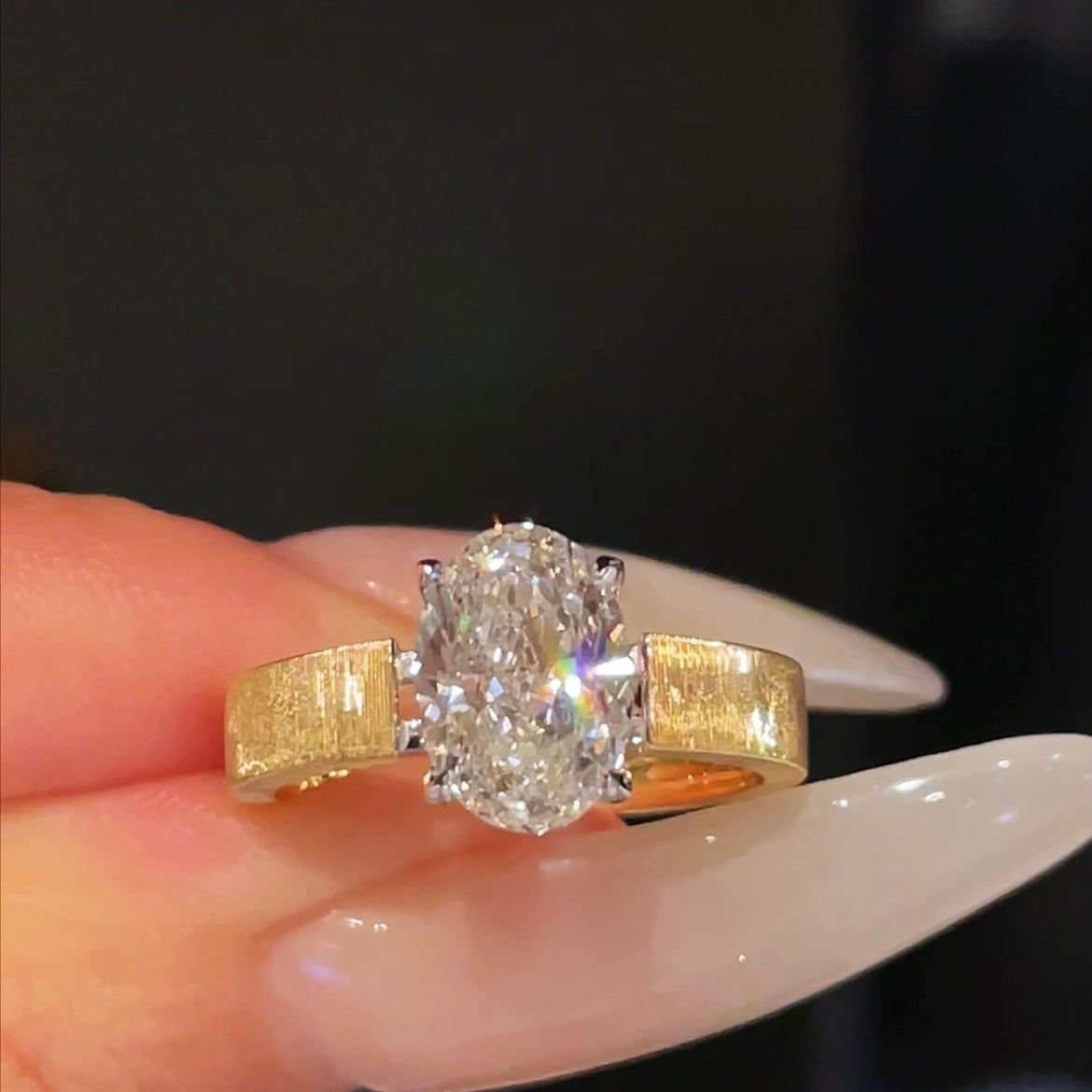 ANSTER Jewelry 18K Gold Ring 2ct VS1 VVS2 Lab Grown Diamond Ring with IGI