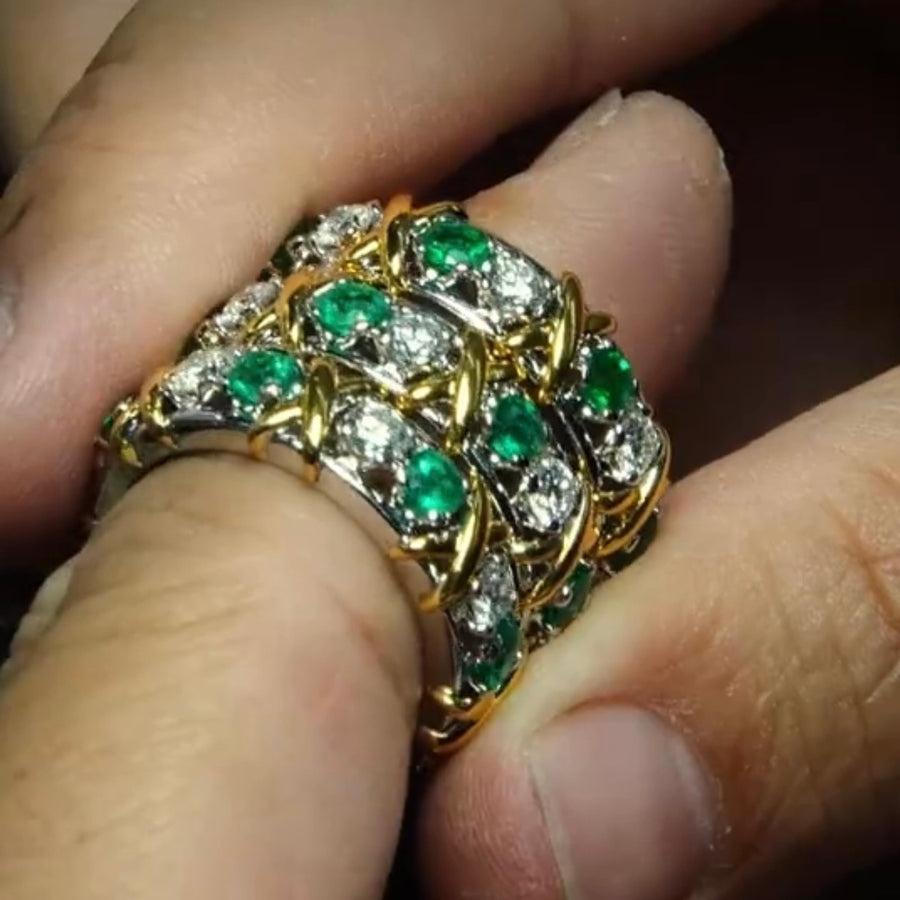 ANSTER Jewelry Customize 3ct Lab Grown Emerald Ring 18K Gold Men Ring