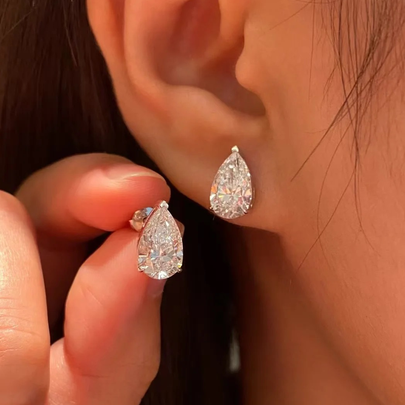 ANSTER Customized Lab Grown Diamond Stud Earrings 9-22K White Gold Jewelry
