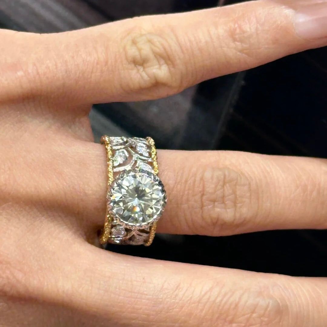 خاتم ألماس من الذهب عيار 18 قيراطًا مقطوع على شكل كمثرى ومُزرع في المختبر من مجوهرات ANSTER مصنوع يدويًا وفقًا لمعايير أخلاقية 