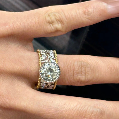 خاتم ألماس من الذهب عيار 18 قيراطًا مقطوع على شكل كمثرى ومُزرع في المختبر من مجوهرات ANSTER مصنوع يدويًا وفقًا لمعايير أخلاقية 