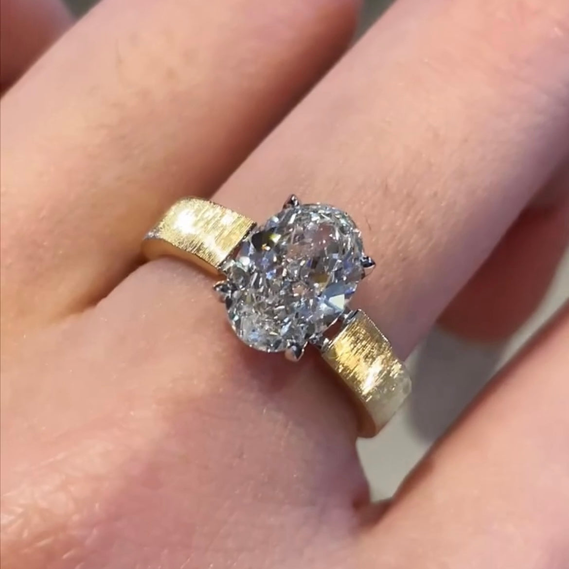 ANSTER Jewelry 18K Gold Ring 2ct VS1 VVS2 Lab Grown Diamond Ring with IGI